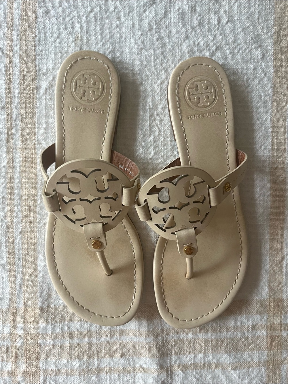 Tory Burch Miller Sandal with Beige Leather Logo